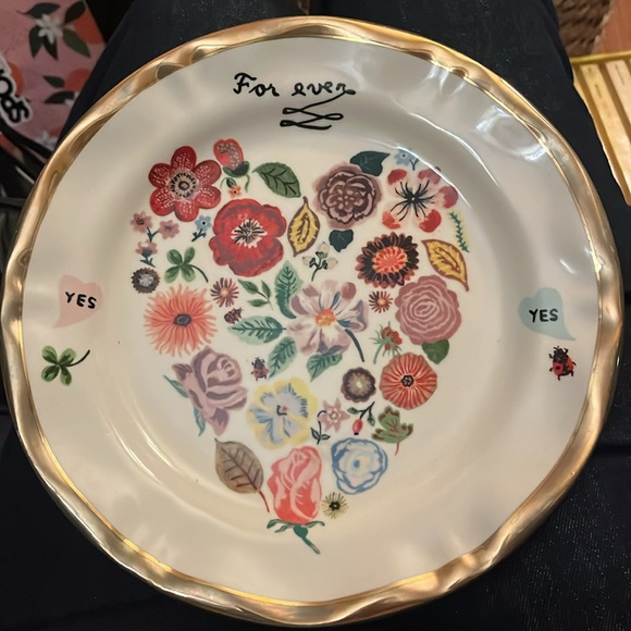RARE Anthropologie Nathalie Lete Francophile Dinner Plate, Marriage Floral Heart - Picture 3 of 8